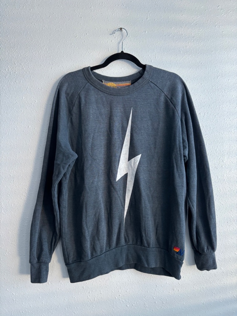 Aviator Nation Classic Grey Bolt Pullover Crewneck Sweatshirt